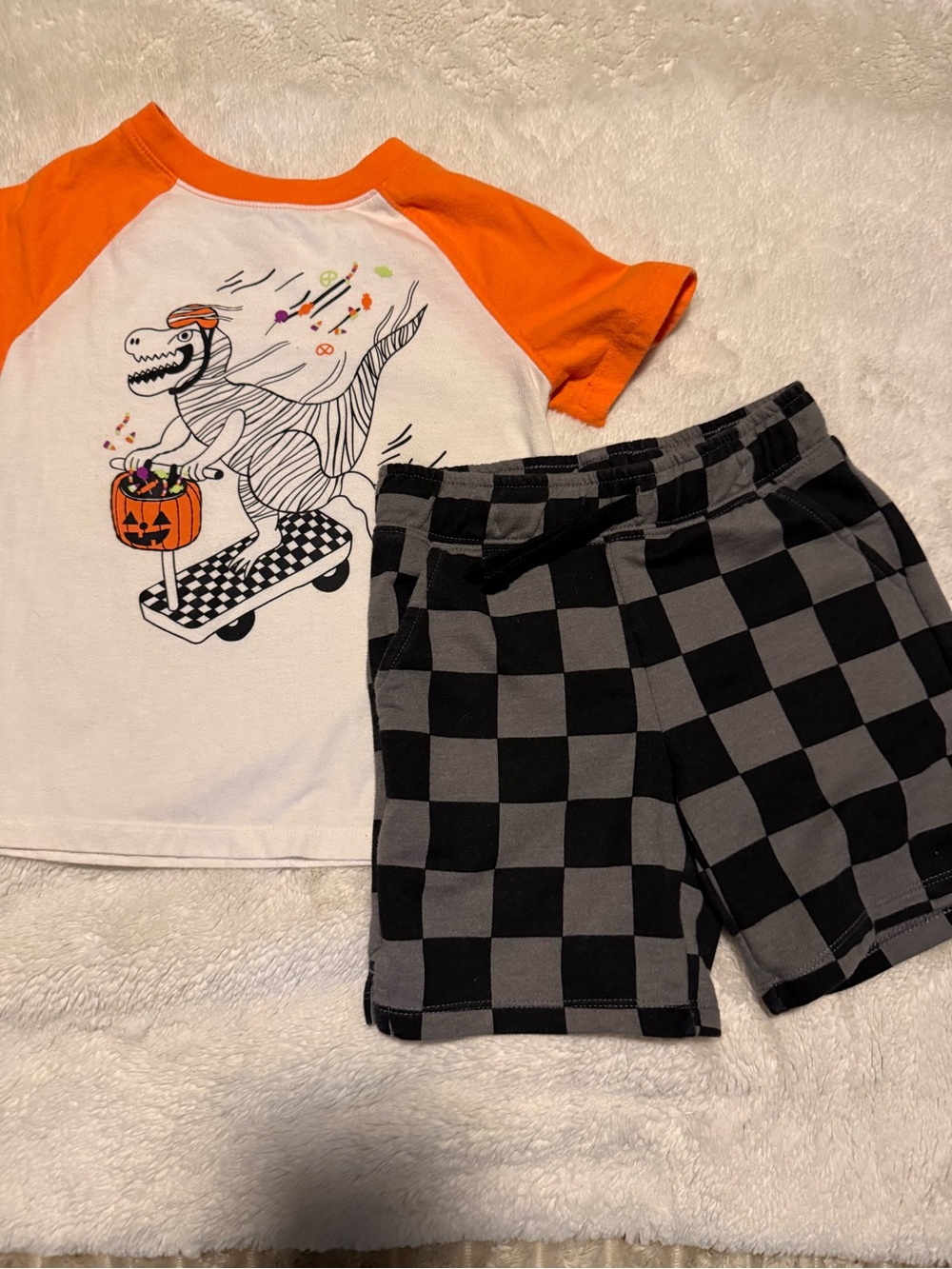 Cat & Jack Boys Halloween Dinosaur Skateboard T-Shirt and Shorts Set